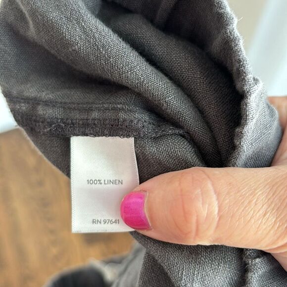 J. Jill Women Pure Jill 100% Linen gray charcoal pants or capri lightweight Med! - Picture 12 of 13
